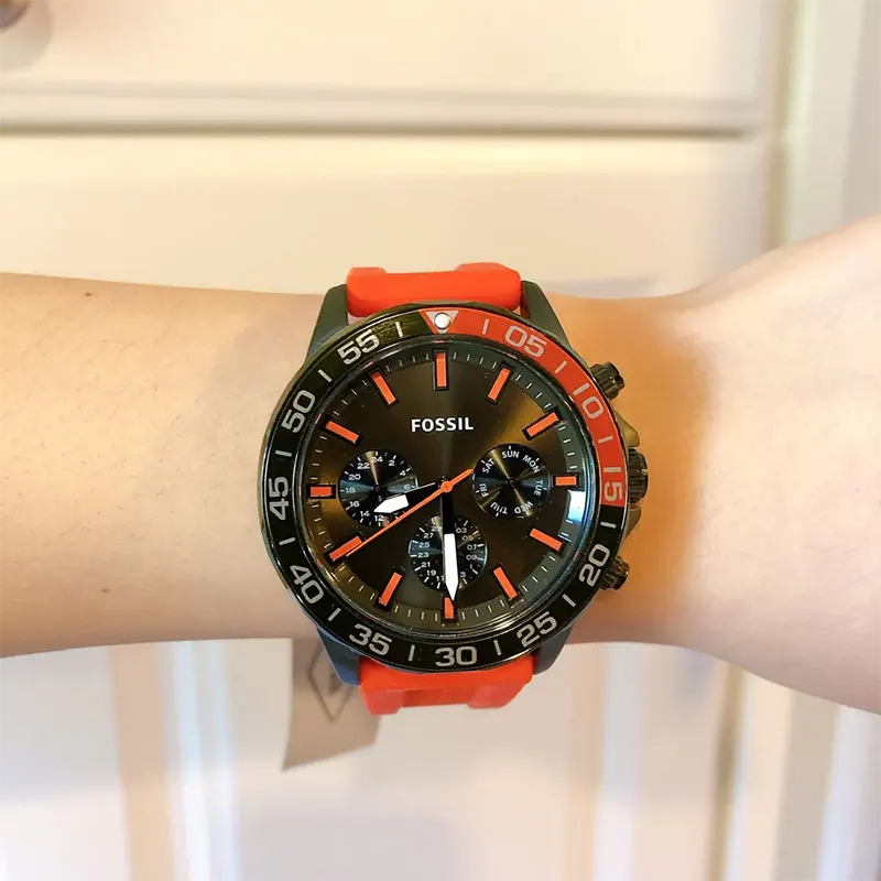 Fossil Bannon Multifunction Green Dial Rubber Men’s Watch- BQ2500